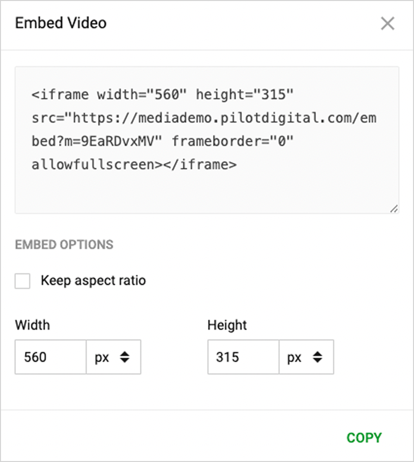 Sounder Video embed interface